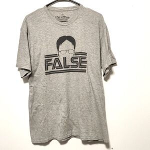 The Office sz L Mens Gray Short Sleeve Crew Neck Dunder Mifflin Shirt adult tee